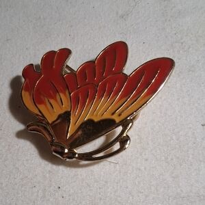 Elegant Red and Gold Butterfly Brooch